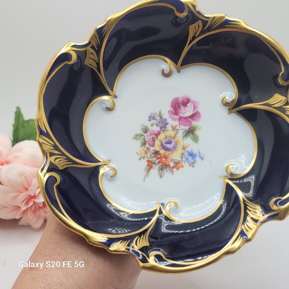 Vintage Jlmenau Graf Von Henneberg Porcelain Pedestal Compote Candy Nut Dish - Picture 3 of 13